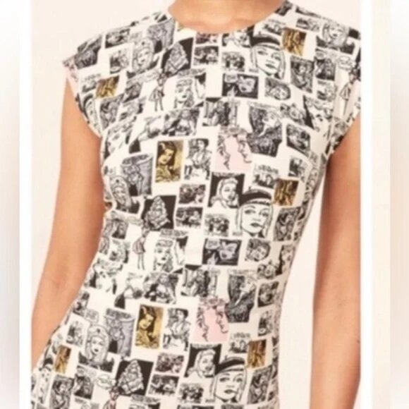 Reformation Lilah Dress cartoon-print crepe mini dress - Picture 4 of 6